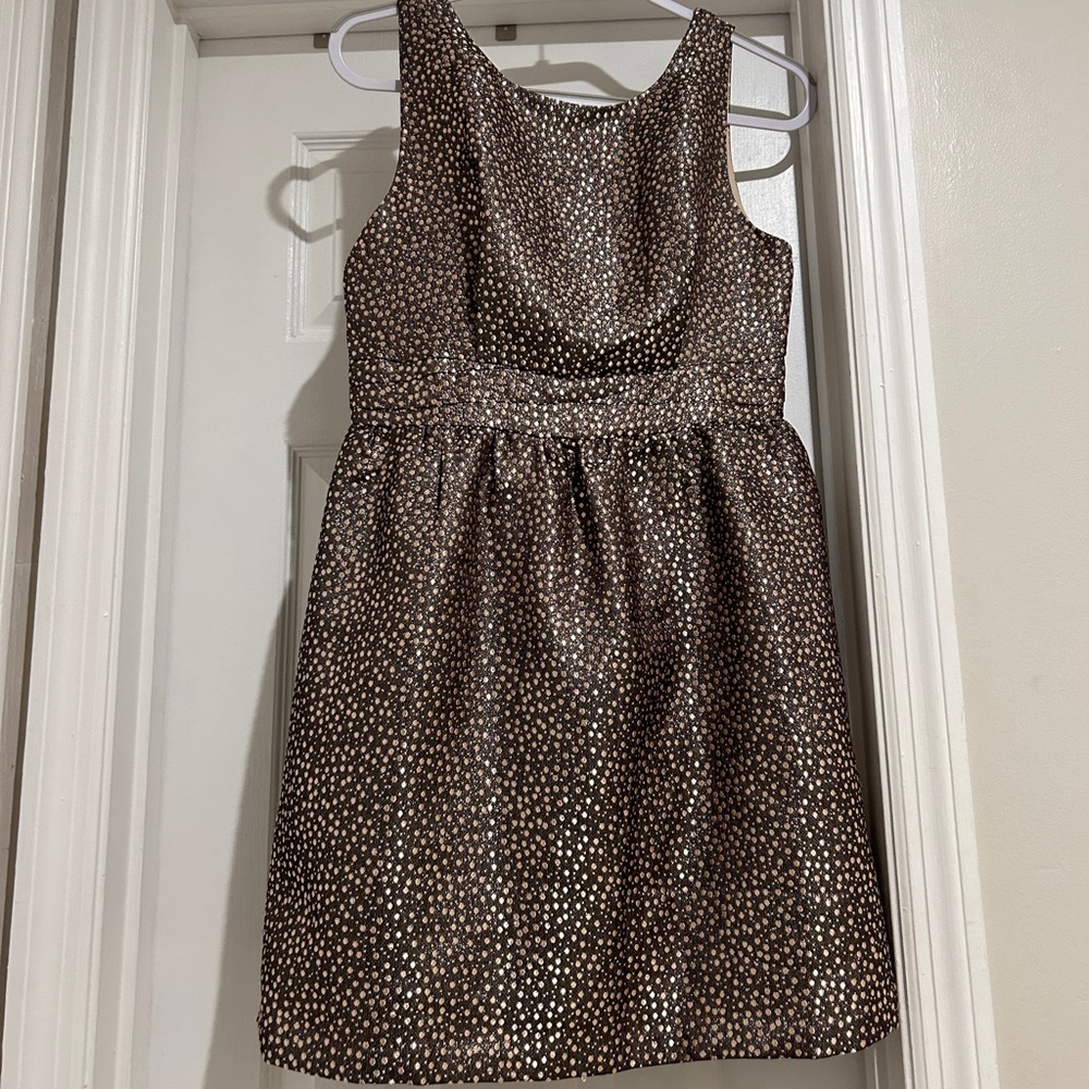 Gold dotted cocktail dress, size M
